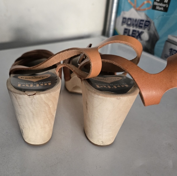 Swedish Hasbeens Ankle strap wooden clog sandals size 7 or 37 - Picture 5 of 6